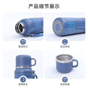 Insulated Vacuum Cup 316 Stainless Steel 29cm Blue Black White Portable Outdoor Sports Water <b>Bottle</b> Camping Use - Product Image 4