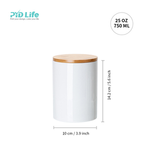 PYD Life 2023 Nuovo <span class=keywords><strong>Set</strong></span> Personalizzato di <span class=keywords><strong>Barattoli</strong></span> in Ceramica per Alimenti da 16oz 25oz 30oz con Coperchio in Legno di Bambù per Sublimazione - Product Image 3