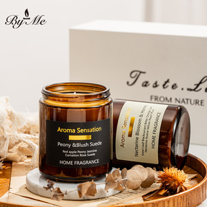 Luxury 3 Pack 200G <b>Large</b> Capacity Amber Glass Jar Aroma Fragrance Gifts Soy Wax Scented <b>Candles</b> Set for Women - Product Image 4