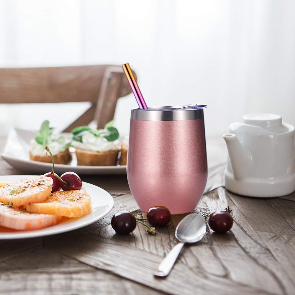 Оптовая продажа, вакуумная Изолированная дорожная чашка 12 унций с двойными стенками, стакан из нержавеющей стали для вина с крышкой