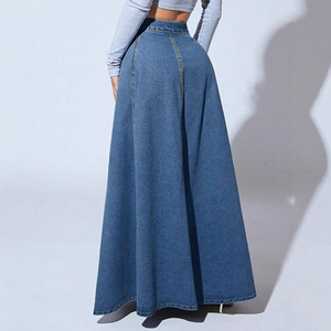 Jupe en jean de style européen et américain avec un design unique, jupe trapèze à simple boutonnage pour femme - Product Image 2