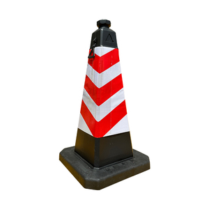 Heavy Duty Reflective Traffic <b>Cone</b> With Red White Chevron Stripe For Construction Zones Floor Standing PE Material - Product Image 2
