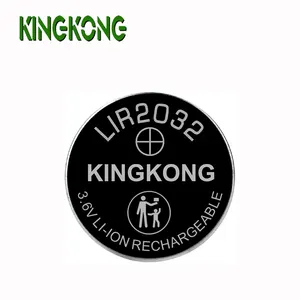 Kingkong 브랜드 3.6v lir2032 45mAh 70mAh 충전식 리튬 이온 버튼 배터리 핀/탭