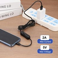 Kabel USB Premium PVC Berpelindung dengan Sakelar On/Off, USB Male ke Micro USB Male, Kabel Ekstensi 1M 1.5M untuk Lampu Meja LED dan Kipas