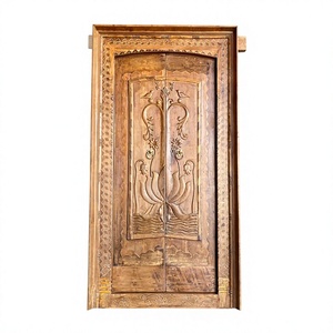 Puerta de Madera Tallada a Mano de Estilo Vintage, Adorno Decorativo con Relieve Floral de Estilo Asiático - Product Image 1
