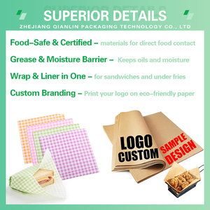<span class=keywords><strong>Carta</strong></span> Personalizzata per Imballaggio Alimentare, Fogli di <span class=keywords><strong>Carta</strong></span> Kraft <span class=keywords><strong>Marrone</strong></span> Spessa per Panini e Hamburger <span class=keywords><strong>da</strong></span> Gastronomia, Ideale per Cestini Alimentari - Product Image 4