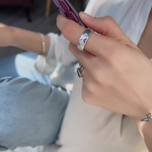 S925 Sterling Silver Geometric <b>Ring</b> For Women 7.5Mm Wide Minimalist <b>Open</b> Design Fashion Jewelry Gift - Product Image 4