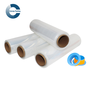 <strong>Durable</strong> Transparent Hand <strong>Stretch</strong> Wrap <strong>Film</strong> 15inch Flexible Plastic Package Roll with Easy Use Handles for Logistics and Shipping