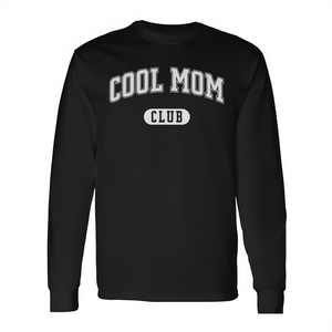 T-shirt a maniche lunghe Cool Mom Club nera, taglia unisex per adulti - Product Image 2