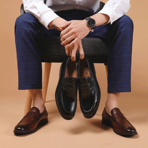 Men's Business Casual Genuine Leather <b>Toe</b> Plush Lining Loafers Rubber Outsole Fashion Trend Slip-On Shoes Spring Summer Autumn - Product Image 4