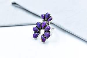 High Handmade Purple Dahlia Turquoise & <b>Sterling</b> <b>Silver</b> <b>Adjustable</b> Naja <b>Ring</b> Indian wholesaler Wedding Party <b>Ring</b> - Product Image 2