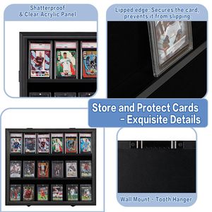 Boîte de présentation murale moderne en bois pour cartes sportives (basketball, football, hockey) avec protection UV – Motif floral - Product Image 3