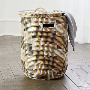 Panier à linge en jonc de mer avec couvercle, idéal pour votre maison panier à linge en jonc de mer - Product Image 3