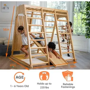 Montessori-stil holz-kletter-spiel-set indoor kletter- und rutsch-spiel