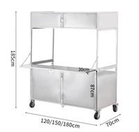 Carrito de Comida Móvil Plegable de Acero Inoxidable con Bajo Costo de Envío, Carrito de Comida para Refrigerios, Palomitas, Café, Jugos y Hot Dogs