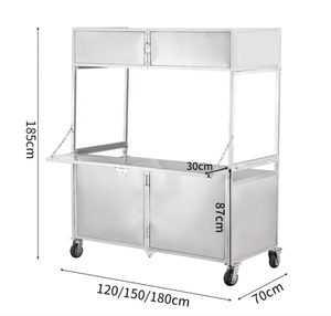 Low Ship Cost Foldable Snack Food Kiosk Stainless Steel Mobile Food Carts Popcorn Coffee Juice Cart Hot <b>Dog</b> Cart - Product Image 2