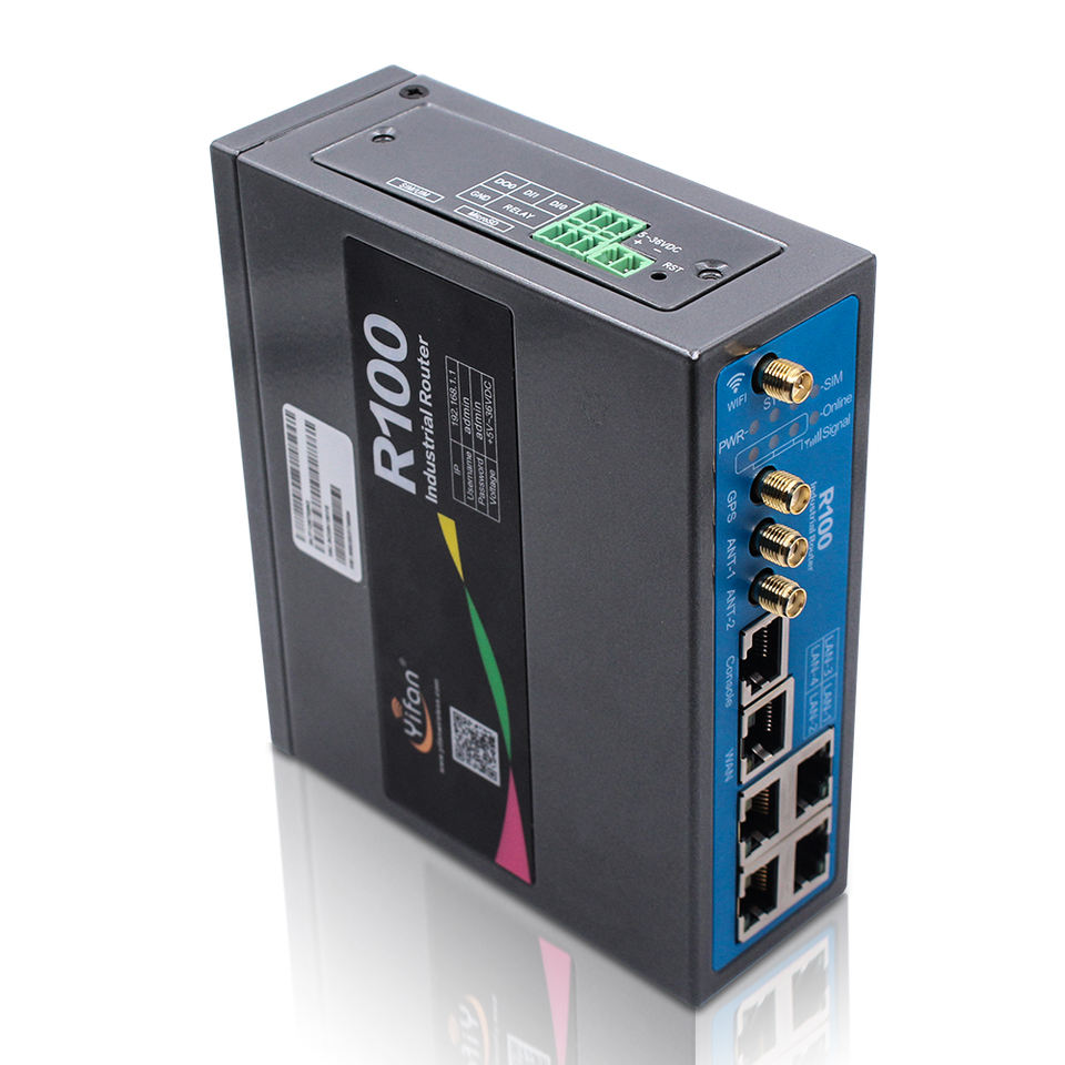 Rugged R100 4G LTE Router with VPN, QoS, and Din Rail Mounting ...