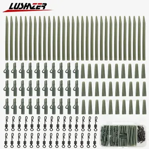 LUSHAZER Lot de 120 terminaux de pêche à la carpe à changement rapide émerillons queue <span class=keywords><strong>tube</strong></span> en caoutchouc manches anti-enchevêtrement kit de plates-formes de carpe - Product Image 1