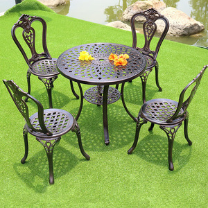 Moderno Juego de Mesa y Sillas de Comedor para Balcón de Tres Piezas con Dos Sillas de Aluminio Fundido y Mesa de Centro Pequeña, Muebles para Exteriores, Parque o Villa - Product Image 5