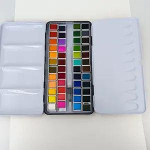 Watercolour पेंट धातु बॉक्स के साथ सेट 24 आधा धूपदान