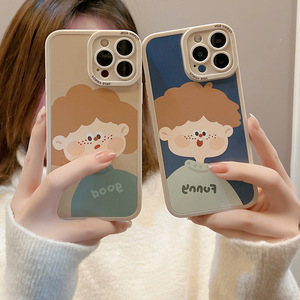 Para <span class=keywords><strong>iPhone</strong></span> 14 13 12 11 Pro Max XR X XS 7 8 Plus suave TPU mate creativo dibujos animados niño niña divertida pareja funda para teléfono móvil - Product Image 2