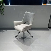 Chaise de salle à manger pivotante et inclinable de style minimaliste moderne, revêtement en lin avec pieds en métal robuste pour la maison et le bureau