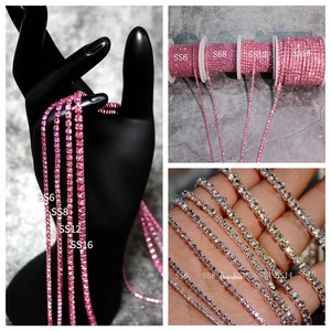 Accessoires de confection de vêtements : Chaîne de strass en or et cristal de 2mm, 3mm, 4mm, 6mm au mètre pour robes, vêtements et chaussures - Product Image 6