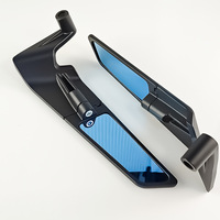 Espejo Retrovisor Azul en Forma de Cuchilla Pequeño para Motocicleta Kawasaki, Yamaha, KTM, de Alas Fijas, Modificado, de Aluminio, Ajustable y Giratorio