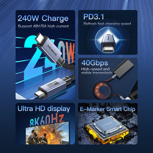 Mindpure USB4 数据线 8K 视频 40Gbps 数据传输 5A 240W USB-C PD 快速充电 Thunderbolt 3/4 纯铜 iPhone 打印机 - Product Image 4