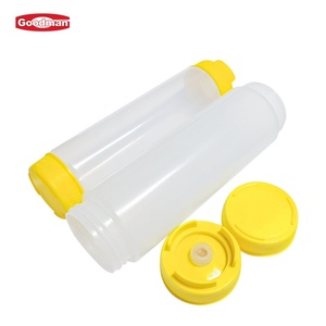 ขวดจ่ายซอสพร้อมฝาเกลียวปิดสองฝาขวดพลาสติกสำหรับบีบเครื่องปรุงอาหารพร้อมฝาเกลียว - Product Image 2