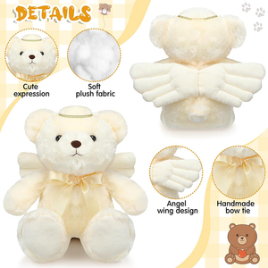 U450 Ours ange doux personnalisable en peluche oreiller en peluche avec auréole cadeau d'anniversaire pour garçons filles ours en peluche avec des ailes - Product Image 2
