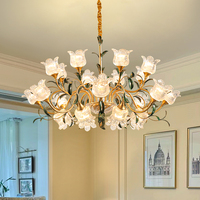 Lustre Vintage français abat-jour en verre transparent pour haut plafond duplex salon salle à manger Villa hôtel lumière décorative