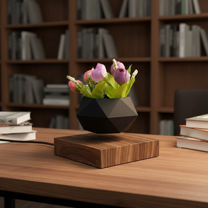 Pot de fleurs nordique miniature écologique à <span class=keywords><strong>lévitation</strong></span> magnétique avec base <span class=keywords><strong>en</strong></span> bois, pot à bonsaï flottant pour usage domestique - Product Image 4