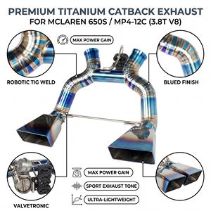 ท่อไอเสียแบบตรง Vortex Blue Burnt Titanium สำหรับ McLaren 650S MP4-12C 3.8T V8 ระบบไอเสียแต่งสำหรับมอเตอร์สปอร์ตแบบติดตั้งได้โดยตรง - Product Image 1