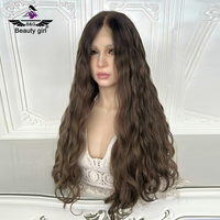 250% sans colle blond cendré couleur Ombre perruques de cheveux humains pour les femmes 13x4 Transparent dentelle frontale perruque droite