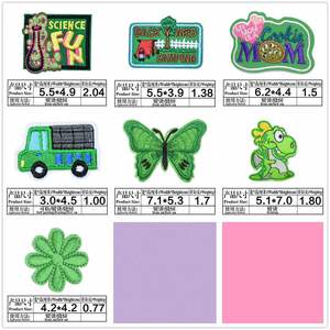 Factory Sell Iron on Green Set Cartoon Caterpillar Car Flight Frog Embroidery Patch for Kid's Clothes Hat Bag Decoration - Product Image 5