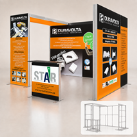 Stand d'exposition personnalisé avec boîte lumineuse publicitaire, système modulaire 10x20 pieds, double comptoir d'accueil, stand d'exposition personnalisé