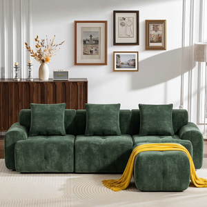 Canapé sectionnel moderne en tissu chenille Meroow MS1 avec dossier haut, canapé silencieux sans structure en bois pour salon, entrepôt UK - Product Image 5