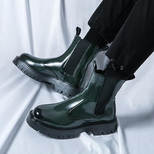 Bottes à lacets en cuir verni vert pour homme WITHCOCO, fermeture à enfiler, semelle intermédiaire en EVA, semelle extérieure en caoutchouc, confort hiver/été, résistant aux taches - Product Image 5