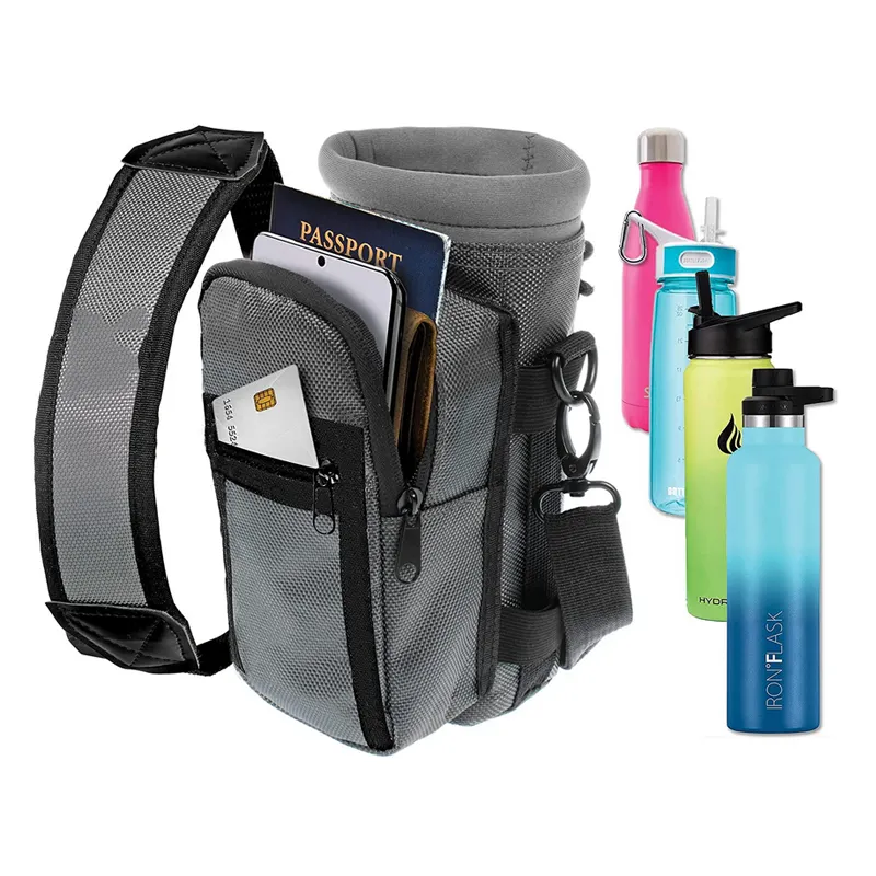 Water Bottle Holder Carry Front Pockets Adjustable Shoulder Strap Water Cooler Bottle Holder Bag Bottle