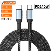 Cable USB C a C de Alta Calidad con Carga Rápida PD de 240W, Cable de Datos Tipo C de Nailon Trenzado para Laptop, MacBook, Teléfono, Tableta