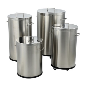 Luxury Recycle Stainless Steel Trash Cans Metal Waste Bin Portable