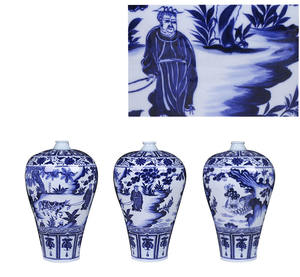 Vase en porcelaine bleu blanc antique Yuan <span class=keywords><strong>Reproduction</strong></span> Vase en céramique et porcelaine à motif rétro chinois à vendre - Product Image 5