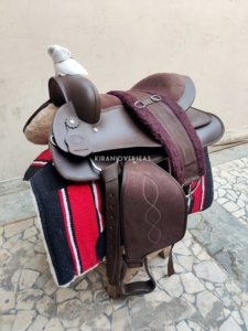 Sillín de cuero hecho con cuero DD, disponible en Color negro y marrón, para montar a caballo, ecuestre, hecho a mano con almohadilla y giratoria - Product Image 2