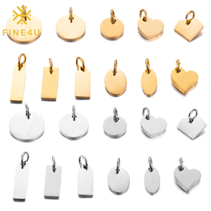 Bán Buôn Tự Làm Đồ Trang Sức Làm Thép Không Gỉ Mạ Vàng Khắc Trống Hình Học Trái Tim Mặt Dây Chuyền Thương Hiệu Logo Tùy Chỉnh Đồ Trang Sức Thẻ - Product Image 2