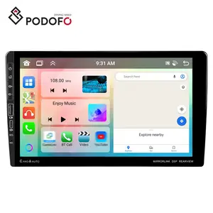 Podofo 2 Din 4+64 Android Radio Stereo 9" IPS Screen CarPlay & Android Auto GPS BT WIFI Radio Type-C DSP Audio Steering OEM