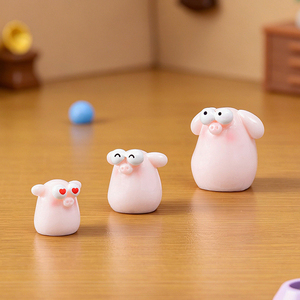 เรซิ่นไมโครแลนด์สเคป ตุ๊กตาหมูตาโตน่ารัก ของตกแต่งบ้านตุ๊กตา DIY และอุปกรณ์เสริม ของตกแต่งตั้งโต๊ะขนาดเล็ก - Product Image 3