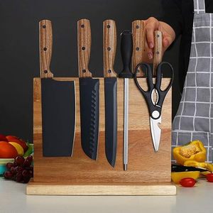 Porte-couteaux magnétique en bois avec aimants puissants, rangement multifonctionnel pour couteaux de cuisine - Product Image 1