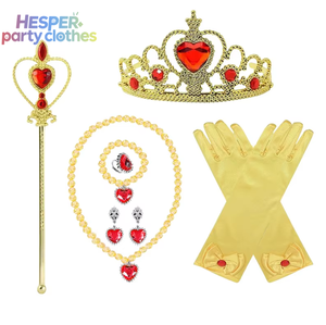 Conjunto de Fiesta de Princesa HESPER para Niñas con Vestido, Diadema, Varita Mágica y Guantes de Encaje para Disfraz de Cumpleaños de Niñas, Cuento de Hadas - Product Image 3