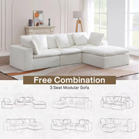 Canapé modulaire en forme de L surdimensionné, sans armature, avec rembourrage en éponge, canapé nuage compressé avec pouf